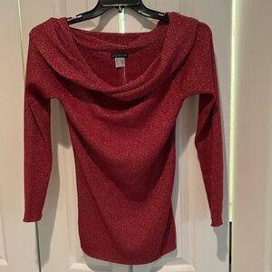 VENUS Shimmering Red Cowl Neck Sweater! ❤️
